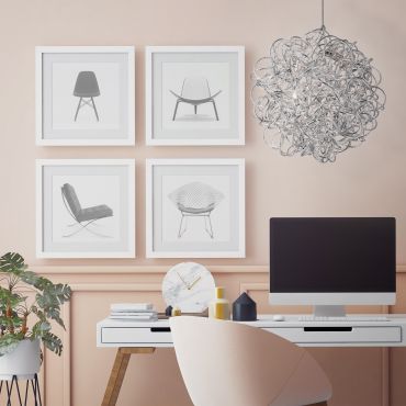 Searchlight Scribble - lampe suspendue - Ø 41 x 138 cm - silver