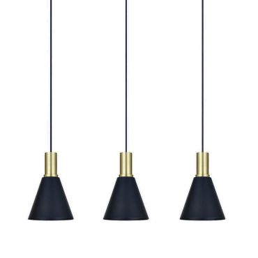 ONE Light E27 Cones - lampe suspendue - Ø 15,3 x 222,8 cm - laiton brossé et noir