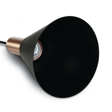 ONE Light E27 Pendant Cones - lampe suspendue - Ø 15,3 x 222,8 cm - cuivre et noir