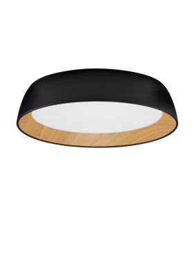 Nova Luce Sigi - plafonnier - Ø 45 x 10 cm - 40W dimmable LED inclus - noir sablé et bois