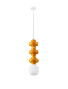 Nova Luce Clio - lampe suspendue - Ø 18 x 240 cm - orange et verre opale