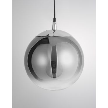 Nova Luce Ficato - lampe suspendue - Ø 20 x 120 cm - fumé et chromé