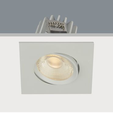 Artdelight Venice 2608 - spot encastrable - 80 x 80 mm, Ø 68 mm encastrable - 8W LED dimmable inclus - IP44 - blanc