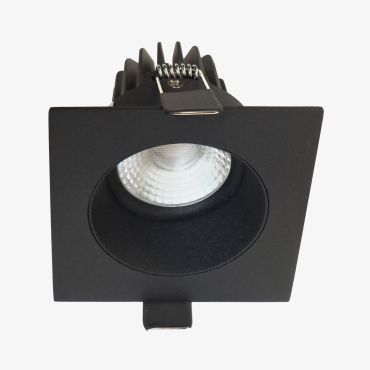 Artdelight Venice 2708 - spot encastrable - 80 x 80 mm, Ø 68 mm encastrable - 8W LED dimmable inclus - IP44 - noir