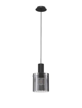 Nova Luce Mirbi - lampe suspendue - Ø 18 x 154 cm - noir sablé et verre fumé