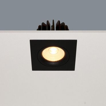 Artdelight Venice 2508 - spot encastrable - 80 x 80 mm, Ø 68 mm encastrable - 8W LED dimmable inclus - IP44 - noir